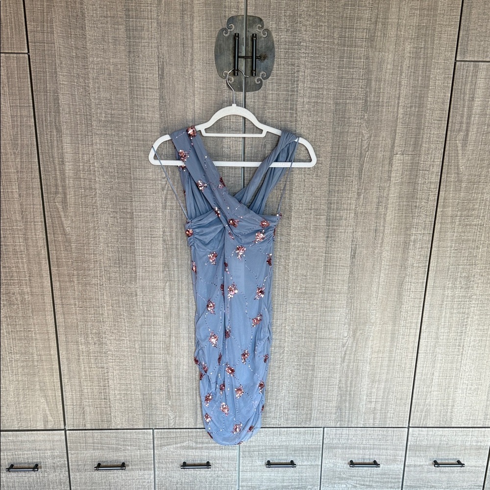 Zara Draped With Sequins Mini Dress‎